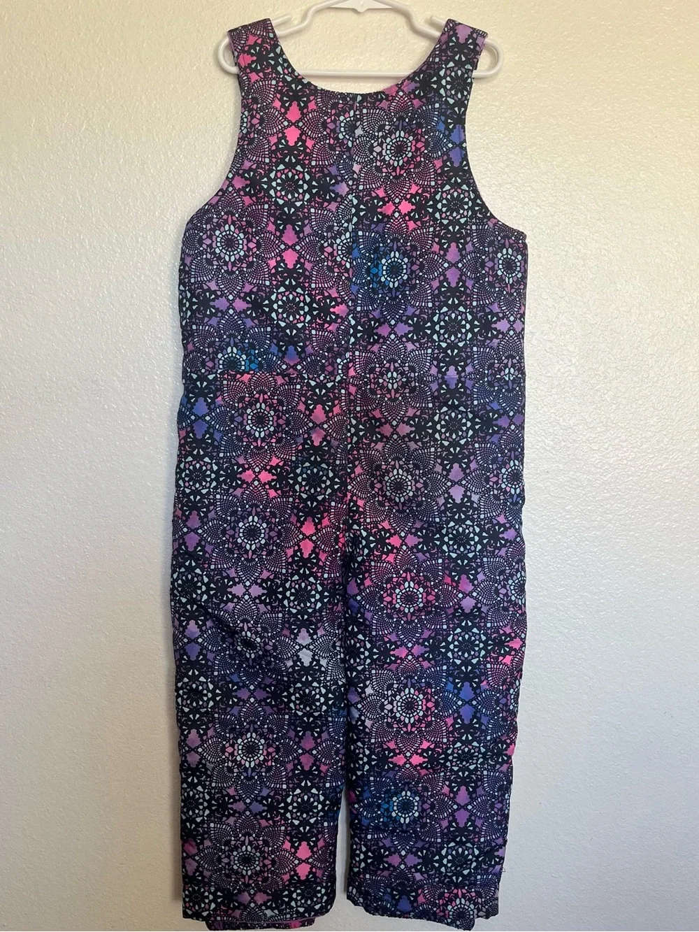 The Children's Place Purple & Pink Geo-Print Sleeveless Snow Bib Overalls 5T